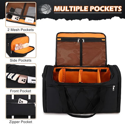 Sneaker Bag for Travel, Outdoor Sports Gym Bag Shoe Bags for 4 Pairs of Sneakers up to Size 14, Travel Duffel Bags with 3 Adjustable Dividers & Shoulder Strap, Sneakerhead Gift