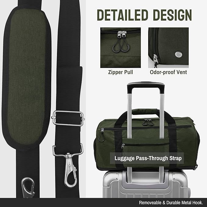 56L Gym Bag Sports Duffle Bag with Shoe Compartment & Wet Pocket, Carry-on Luggage Bag with Quick-Access Pouch, Weekender Overnight Travel Bag for Men & Women