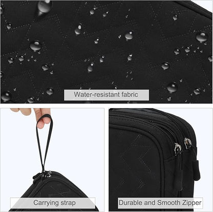 FYY Electronic Organizer, Large Travel Cable Organizer Bag Pouch Electronic Accessories Carry Case Portable Waterproof Double Layers All-in-One Storage Bag for Cable, Cord, Charger, Pattern Black