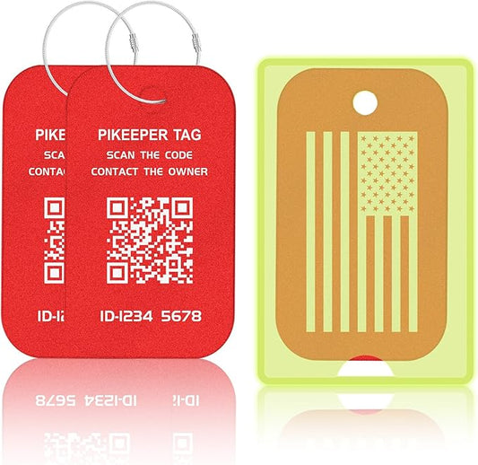 Engraved Aluminum Luggage Tag, American Flag Suitcase ID Tag with Smart QR Code for Lost & Found, Shows Scanner’s Location When Scanned, Privacy-Protected Travel Bag Tag (2 Pack)
