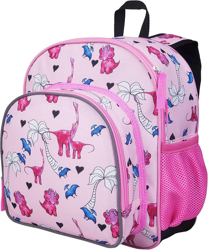 Wildkin JumpOff Jo 12-inch Kids Backpack – Lightweight, Durable Toddler Bag - Pink Dino