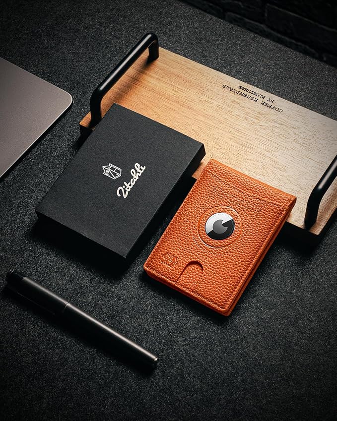 Zitahli Men's Wallets Airtag Holder Slim Rfid Leather with Gift Box