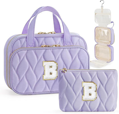 YOOLIFE Travel Toiletry Bag for Women - Hanging Toiletry Bag, Large Capacity Personalized Makeup Pouch, Travel Essentials Purple - B