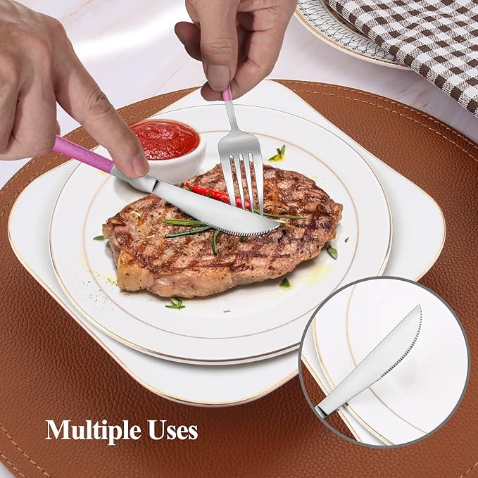 Mirror Silver Rosy Silverware Set, 20-Piece Stainless Steel Flatware Set, Satin Finish tableware Cutlery Set, Service for 4, Home and Restaurant, Dishwasher Safe