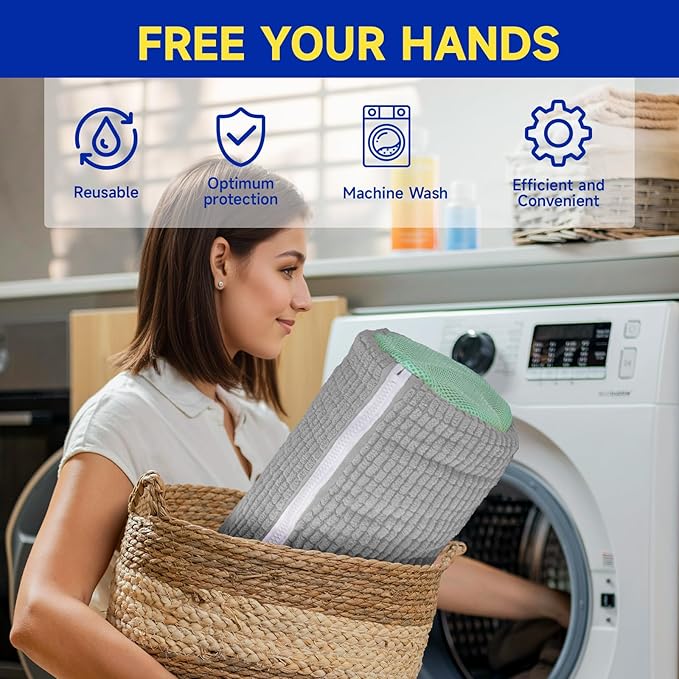 2 Packs Shoe Washing Machine Bag, Laundry Shoe Bag for Washer and Dryer, 360°All-Around Cleaning Sneakers, shoe bag Top Hidden Zipper，Reusable Sneaker Washing Machine Bag For All Shoe Types (Grey)