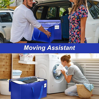 Moving Bags with Zipper - Extra Large Space Saving Totes for Storage, Heavy-Duty Tool Bag with Carrying Handles, Ideal for Camping & Travel, Tag Pocket Included