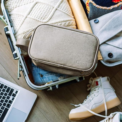 Elviros Toiletry Bag for Men, Large Travel Shaving Dopp Kit Water-resistant Bathroom Toiletries Organizer PU Leather Cosmetic Bags