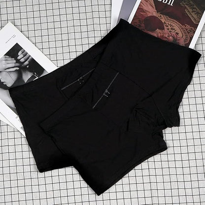 LUEXBOX Pocket Underwear for Men with A Secret Hidden Pocket, Travel Boxer Briefs, 4 Packs (Black)