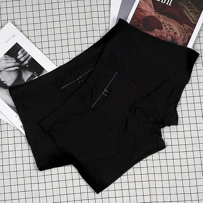 LUEXBOX Pocket Underwear for Men with A Secret Hidden Pocket, Travel Boxer Briefs, 4 Packs (Black)