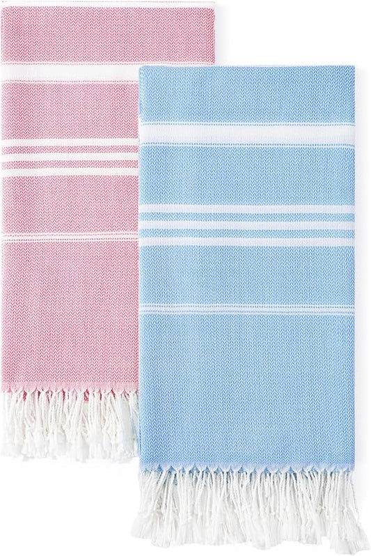 2 Packs Cotton Turkish Beach Towels Quick Dry Sand Free Soft Absorbent Extra Large Xl Big Blanket Adult Oversized Bath Pool Swim Towel Lightweight Thin Sandless Fast Drying Compact No Sand Packabl