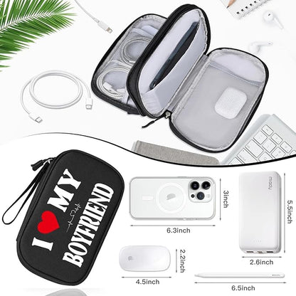 COSHAYSOO Travel Gifts for Women Girlfriend Fashion Electronics Accessories Gift Ideas, Cord Cable Organizer Bag Case Tech Pouch Gadgets Cruise Airplane Vacation Essentials, I Love My Boyfriend