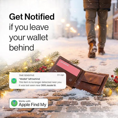 SPOTMINDERS Apple MFi Certified Wallet Tracker for Christmas Stocking Stuffers - Gifts for Women Works With Apple Find My IP68 Rechargeable Slim Tracking Card for iOS - White Elephant Gifts for Adults