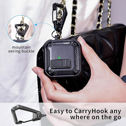 RFUNGUANGO Compatible AirPods 4th Generation Protective Case with Phone Holder and Compatible Back Magnetic Suction Function, Suitable for AirPods 4th Case-Black