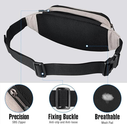 WATERFLY Fanny Pack Waist Bag: Small Hip Pouch Bum Bag Fannie Pack Phanny Fannypack Waistpack Bumbag Beltbag Sport Slim Fashionable for Jogging Hiking Hiker Woman Man