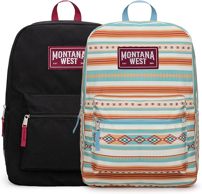Montana West Backpack for Women Men 2 PCS Lightweight College Bookbags Casual Daypack Backpacks for Commute & Travel