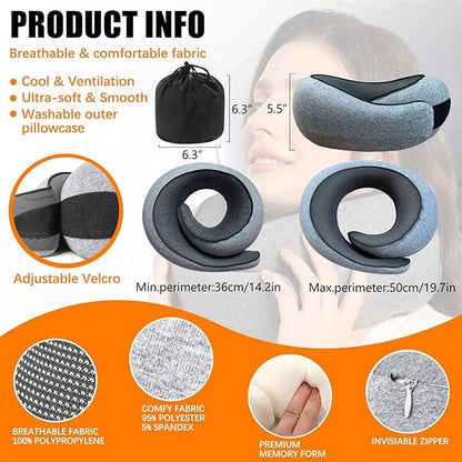 Travel Pillow Memory Foam Neck Pillow Support Pillow,Luxury Compact & Lightweight Quick Pack for Camping,Offices,Sleeping Rest Cushion,Portable Plane Accessories