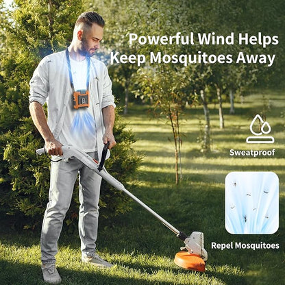 Socool 10000mAh Portable Waist Fan Clip on Wearable Belt Personal Fan Rechargeable Battery operated With 5 Speeds & Flashlight Neck Hands-Free 40H Cooling For Outdoor Camping Travel (Orange)