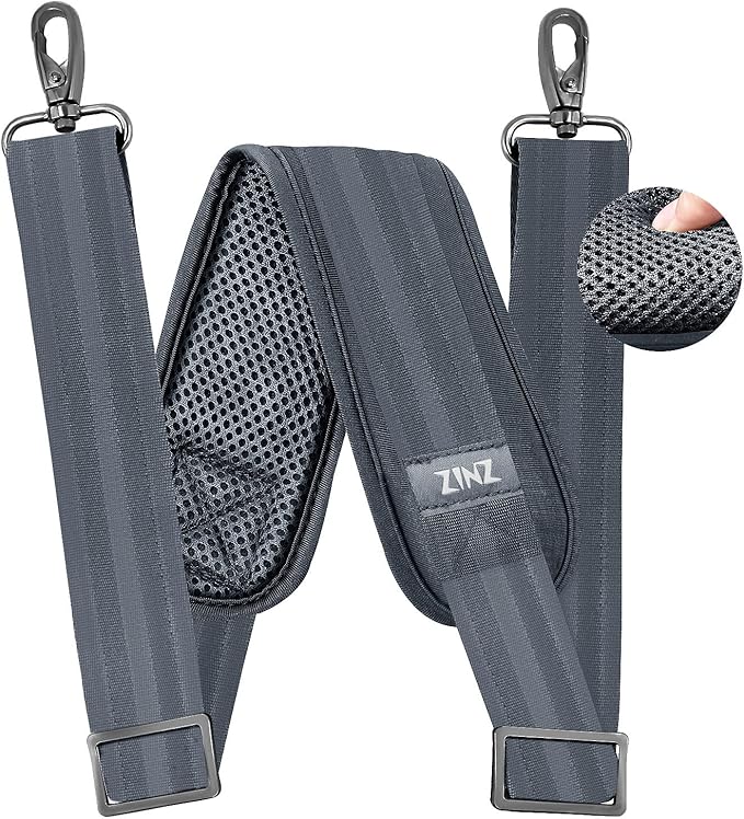 ZINZ 79 inch Shoulder Strap, Extra-thick Fixed Cushion Pad and Dual Clasps Universal Replacement Strap with Metal Swivel Hooks for Laptop Bags, Luggage Bags, Camera, Crossbody (200cm,Dark Gray)