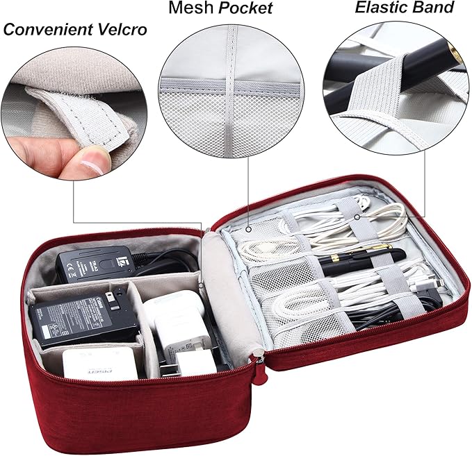 SELLYFELLY Electronics Organizer Travel Universal Cable Organizer Bag Waterproof Electronics Accessories Storage Cases for Cable, Charger, Phone, USB, SD Card, Hard Drives, Power Bank, Cords