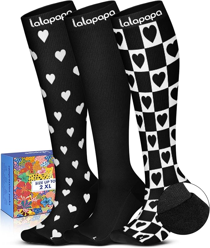 Cute Compression Socks for Women - 3 Pairs 20-30 mmHg Graduated Support Lightweight for Daily Wear Travel Nurse