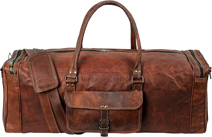 Leather Duffel Bag Large 32 Inch Single Pocket | Travel Tote Carryon Bag Gym Sports Weekender Overnight | Duffle Bag For Men and Women