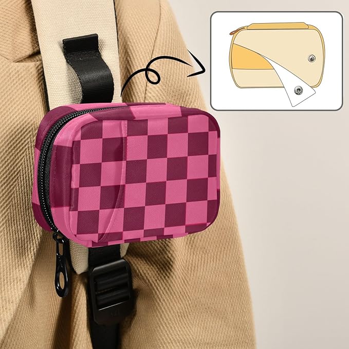 Checkered Hot Pink Cute Pill Organizer Weekly Travel Pill Box 7 Day Large Capacity Pill Dispenser Case with 8 Pill Container Daily Pill Box Organizer Vitamin Holder Pill Bot