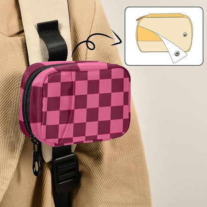 Checkered Hot Pink Cute Pill Organizer Weekly Travel Pill Box 7 Day Large Capacity Pill Dispenser Case with 8 Pill Container Daily Pill Box Organizer Vitamin Holder Pill Bot