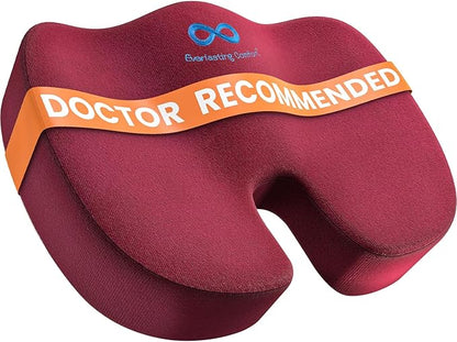 Everlasting Comfort Doctor Recommended Memory Foam Seat Cushion for Office Chairs & Car - Ergonomic Office Desk Accessories - Cushions for Tailbone Pain Relief, Sciatica & Back Support Pillow