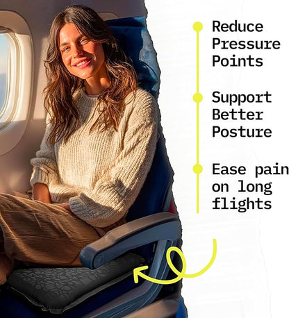 Whispering Winds Inflatable Seat Cushion - Comfortable Blow-up Foam Pad for Airplane, Travel, Stadium, Outdoors, Camping, Car & More
