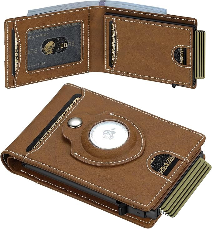 furid Airtag Wallet For Men - Smart Apple Air Tag Wallet with Airtag Holder, Rfid Pop Up Slim Minimalist Wallets,Gifts Boxed