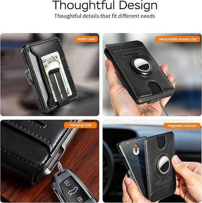 Mens Wallet with AirTag Holder, RFID Blocking Wallet for Men, [Brushed Aluminum] Slim Pop Up Card Holder, Front Pocket Bifold Wallet Including ID Window Money Clip, Holds 9-11 Cards, Gift for Men