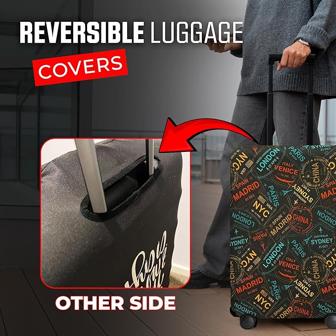 Reversible Travel Luggage Cover - Washable, Anti-Scratch Suitcase Cover | TSA Approved Luggage Cover Protector