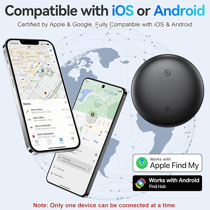 Air Tracker Tags for Android or iOS, Dual System Air Smart Tags-4 Pack, Compatible with iOS Find My or Google'S Find Hub App, Bluetooth Tracker Tag Item Finder for Keys,Luggages,Backpack,Wallet