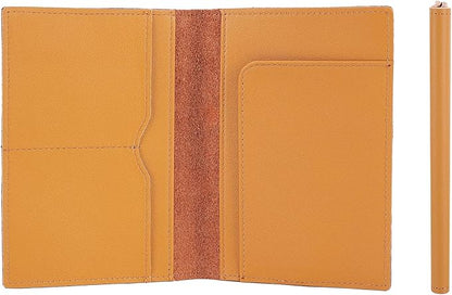 STAR VISTA Albatross Leather Travel Passport Holder, Minimalist Design, Calfskin Leather Case for Women and Men - Slim Passport Wallet, Bifold, RFID Blocking, Honey