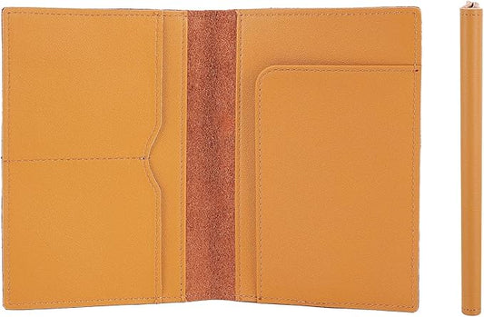 STAR VISTA Albatross Leather Travel Passport Holder, Minimalist Design, Calfskin Leather Case for Women and Men - Slim Passport Wallet, Bifold, RFID Blocking, Honey