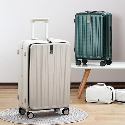 Hanke 26 Inch Large Checked Luggage PC Hard Shell Luggage Top Opening Travel Luggage Suitcases with Wheels for Woman Men.(Dark Green)