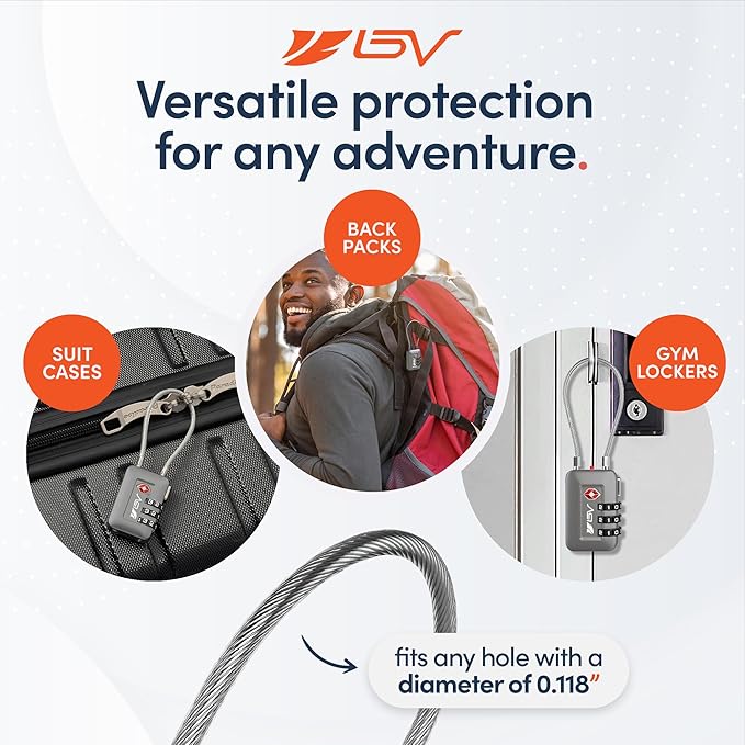 TSA Accepted Luggage Travel Lock, Set-Your-Own Combination Lock for School Gym Locker, Luggage Suitcase Baggage Locks, Filing Cabinets, Toolbox, Case (Slate Gray, 4 Pack)