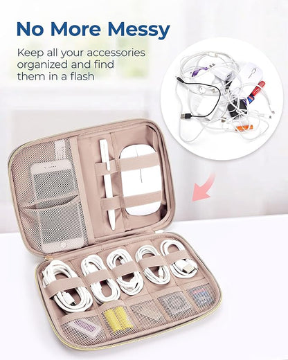 BAGSMART Electronics Organizer Travel Case, Cable SD Card Phone Accessories Organizer Bag for Women Travel Essentials, Warm Grey