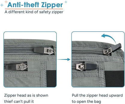 travel inspira Travel Money Belt with Slim Anti-Theft RFID Blocking Passport Holder for Travel Concealed under Clothes for Ultimate Protection of Credit Cards, Cash, Passport & Documents, Grey