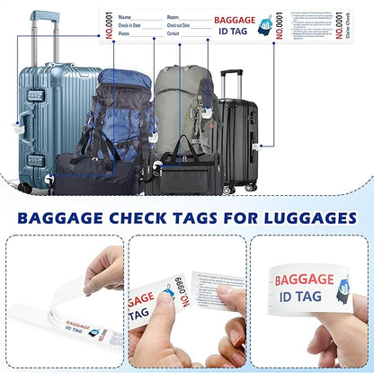 1000 Luggage Tags Hotels Baggage Claim Check Tags with Transfer Tape Serial Numbering (1-1000) Paper Luggage Tags Hotel Luggage Claim Bag Tags Claim Tickets for Hotel Luggage Identification (1)