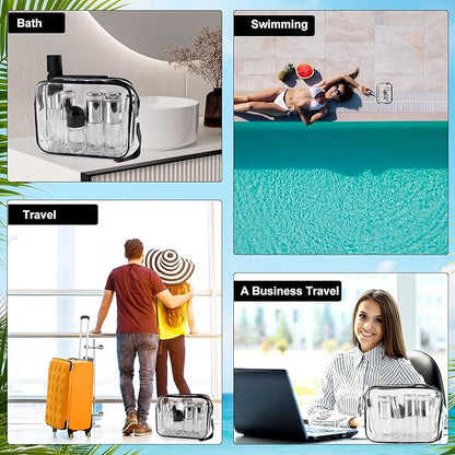 34 Piece Glass Travel Bottles for Toiletries TSA Approved Mini Makeup Containers with Toiletry Bag Refillable BPA Free Skincare Container Leak Proof for Serums, Moisturizers, Toners, Cream