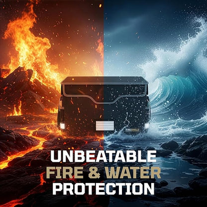 FIRESHIELD PRO 5200°F Fireproof Document Box with Lock – Portable Water Resistant File Organizer for Hanging/Legal Folders – Safe Storage for Home, Office or Travel – Black, Size: 16.1" x 12.9" x 11"