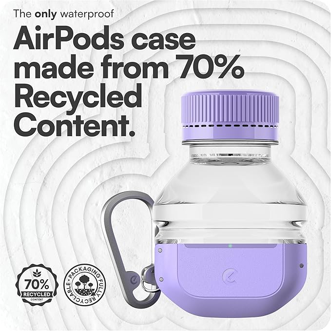 Keybudz for AirPods 4 Case with Lock - Fully Waterproof AirPods 4th Generation Case Cover - Keychain, Rugged Tough Protection, Hard Shell and Carabiner (Wild Lavender)