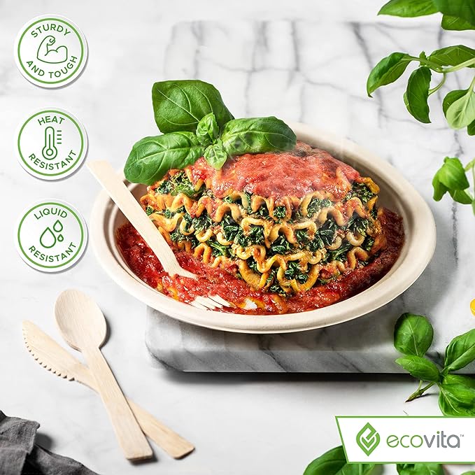 100% Bamboo Forks Spoons Knives Cutlery Combo Set - 380 Large Compostable Disposable Utensils (7 in.) Eco Friendly Durable and Tree Free Alternative to Wooden Silverware with Convenient Tray