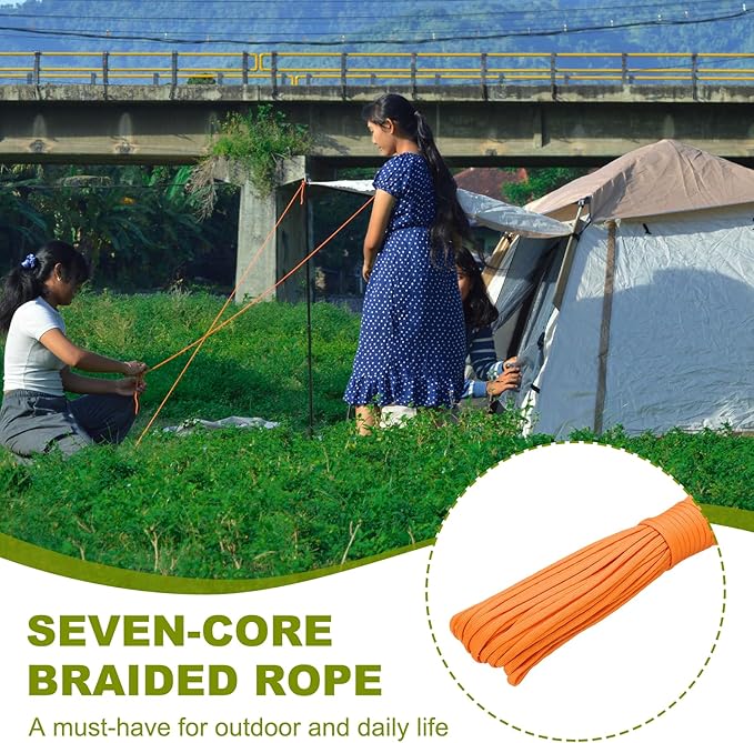 uxcell 4mm Nylon Rope, 10ft Portable Clothesline for Luggage and Backpack Tie Downs, Hanging Clothes, Swings, Camping and Mountaineering Tie Downs, Orange