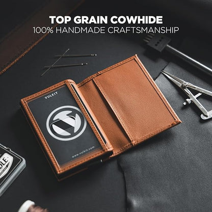 VULKIT Card Holder Wallet with Double ID Windows RFID Blocking Pop Up Wallet Minimalist Design for 12 Cards