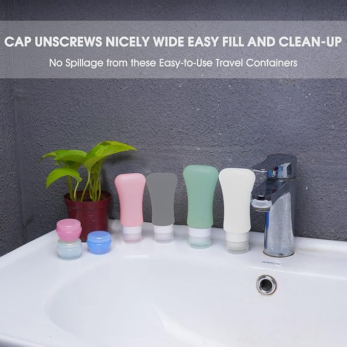 20 Pack Travel Bottles, 3oz 2oz Leak Proof Accessories Toiletries, Shampoo And Conditioner Bottles,Perfect for Business or Personal Travel, Fun Outdoors Silicone 20 Pieces