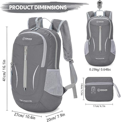 ZOMAKE Ultra Lightweight Packable Backpack 25L, Foldable Hiking Backpacks Water Resistant Small Folding Daypack for Travel(Dimgray NEW)