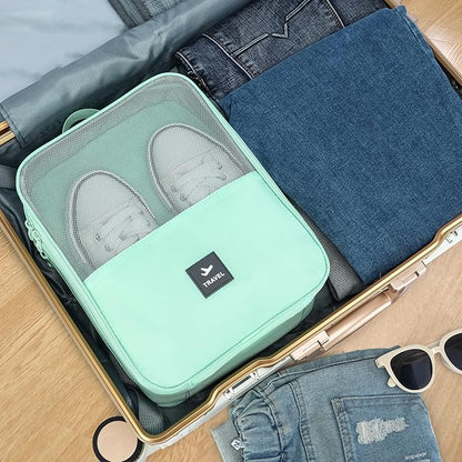 2 Layers Travel Shoe Bag, Portable Shoe Bags Hold 2 Pair Of Shoes, Water-Resistant Shoe Storage Pouch For Travel (Green, 2 Pack)