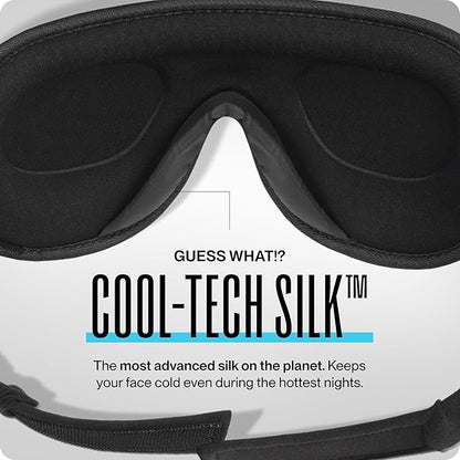 Dream Recovery The Pro Mask - 3D Performance Silk Sleep Mask for Side Sleepers - 100% Light Blocking, Adjustable Eye Cover for Sleeping